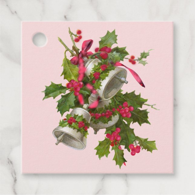 Pink Holly Berries Weihnachtsmarken Geschenkanhänger (Vorderseite)