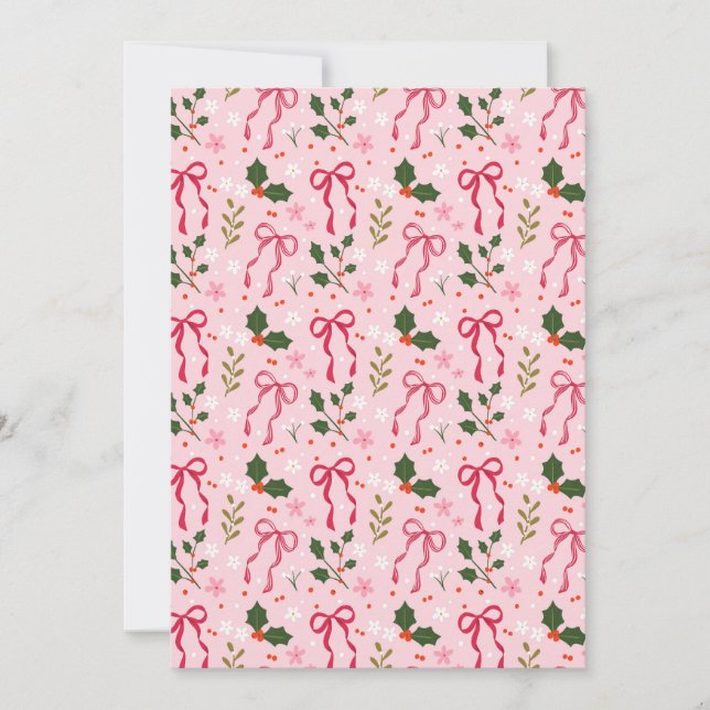 Pink Holly Christmas Invitation (Devant)