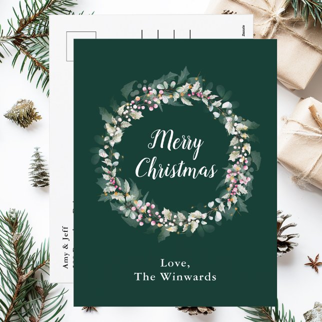 Pink Holly Wreath Frohe Weihnachten (Von Creator hochgeladen)