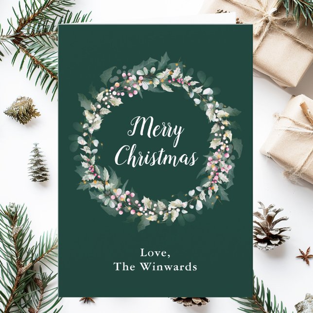 Pink Holly Wreath Frohe Weihnachten (Von Creator hochgeladen)