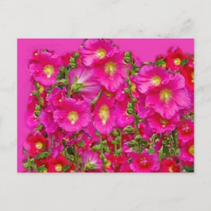 Pink Hollyhocks Garden by SHARLES Postkarte