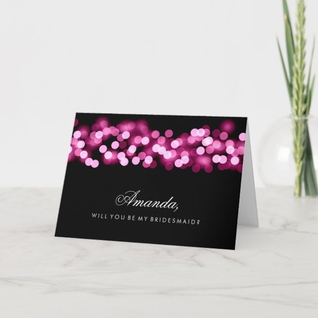 Pink Hollywood Glam Be My Bridesmaid Einladung (Vorderseite)