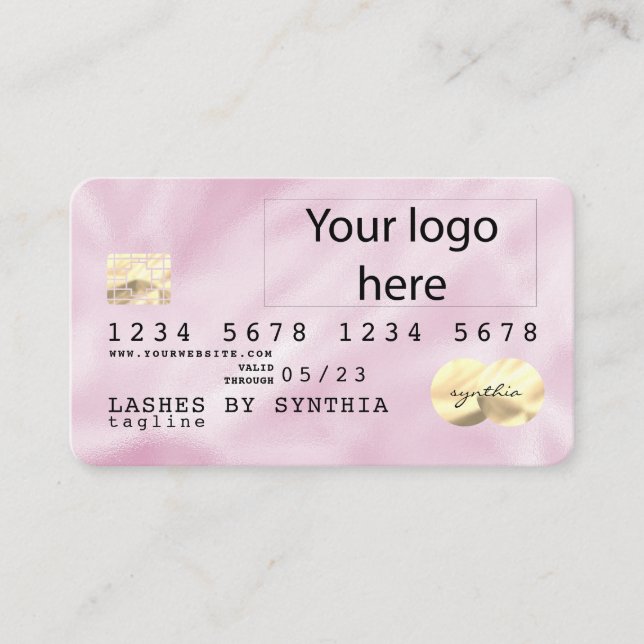 Pink Holograph Unicorn Kreditkarte hinzufügen Ihr  Visitenkarte (Vorderseite)