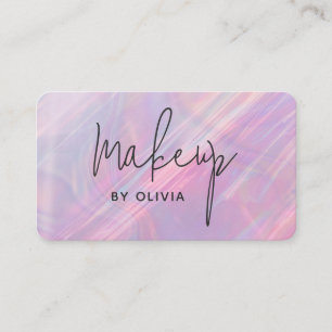 Pink Holographic Makeup Artist Business Card Visitenkarte