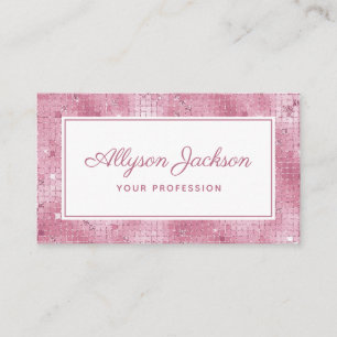 Pink Holographic Script Business Card Visitenkarte