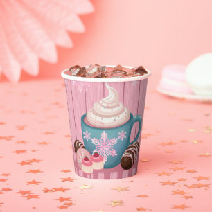Pink Holz heiße Kakaowaschpüree Kinderdusche Pappbecher