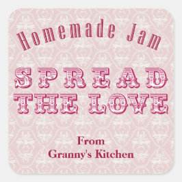Pink Homemade Jam Canning Stickers