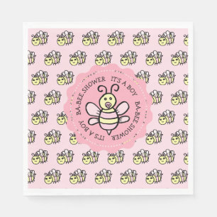 Pink Honey Bee Girl's Baby Shower Serviette