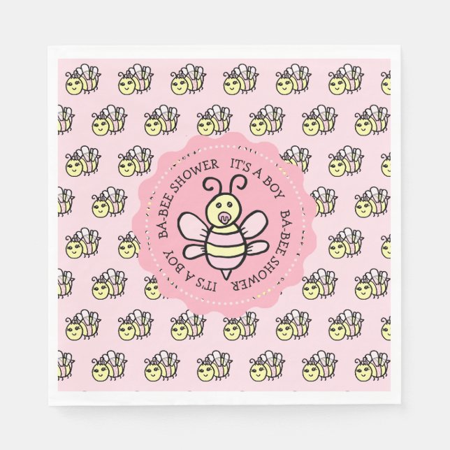 Pink Honey Bee Girl's Baby Shower Serviette (Vorderseite)