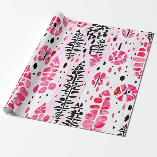 Pink Horizons: Indianerische Muster Geschenkpapier (Ungerollt)