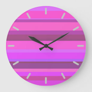 Pink horizontal stripes große wanduhr