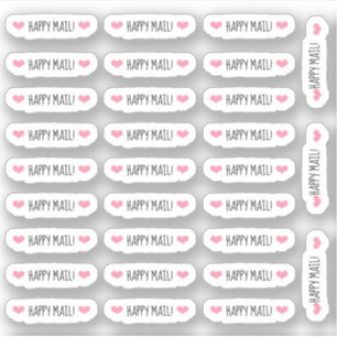 Pink Hört glückliche Post Aufkleber