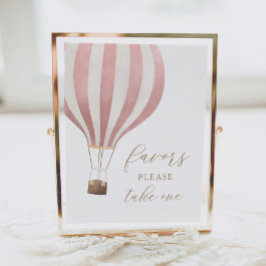 Pink Hot Air Ballon Baby Dusche Favorit Schild
