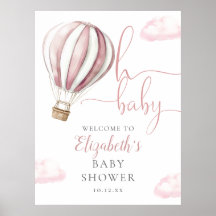 Pink Hot Air Ballon Babydusche Begrüßungszeichen