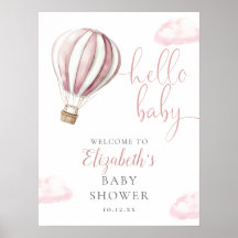 Pink Hot Air Ballon Babydusche Begrüßungszeichen
