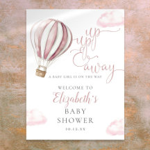 Pink Hot Air Ballon Babydusche Begrüßungszeichen