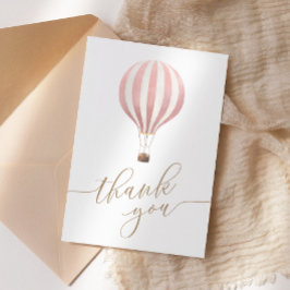 Pink Hot Air Ballon Babydusche Dankeskarte