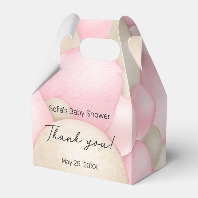 Pink Hot Air Ballon Babydusche Geschenkschachtel (Vorderseite)