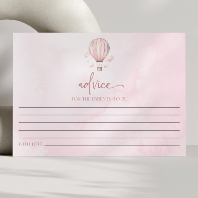 Pink Hot Air Ballon Babydusche Hinweiskarte (Von Creator hochgeladen)