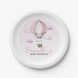 Pink Hot Air Ballon Babydusche Papierplatte Pappteller