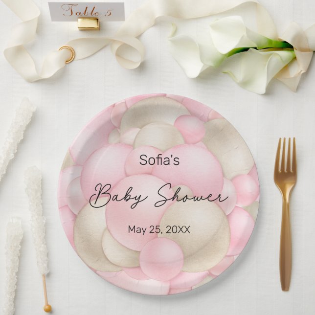 Pink Hot Air Ballon Babydusche Pappteller (Hochzeit)