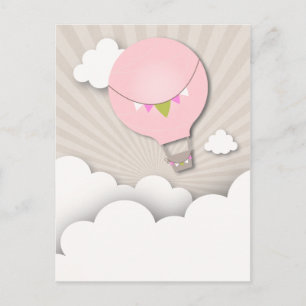 Pink Hot Air Ballon Geburtstagsparty Postkarte