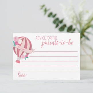 Pink Hot Air Ballon Girl Baby Showcard Hinweiskarte