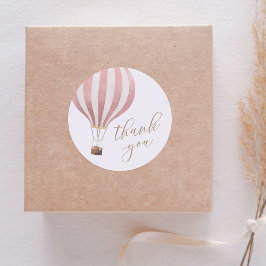 Pink Hot Air Ballon Girl Babydusche Danke Runder Aufkleber