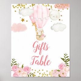 Pink Hot Air Ballon Jungle Gold Glitzer Poster