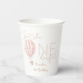 Pink Hot Air Ballon Onederful Girl 1. Geburtstag Pappbecher