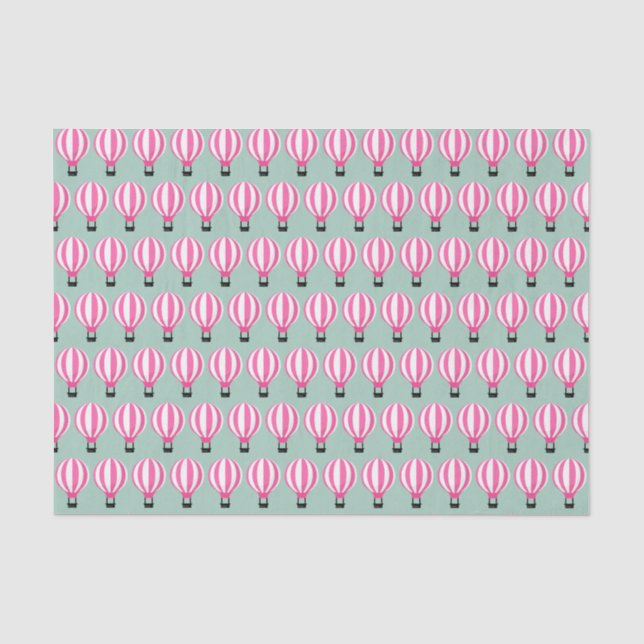 Pink Hot Air Ballon Paris Theme Tissue Paper Seidenpapier (Vorderseite)