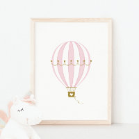 Pink Hot Air Balloon Nursery & Kids Room Poster