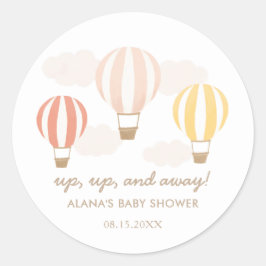 Pink Hot Air Balloons Baby Shower Classic Round St Runder Aufkleber