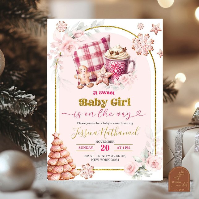 Pink Hot Chocolate Girl Babydusche Einladung (Von Creator hochgeladen)