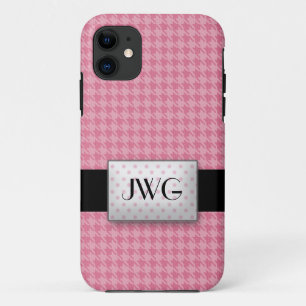 Pink Houndstooth Monogram iPhone 5 Coque