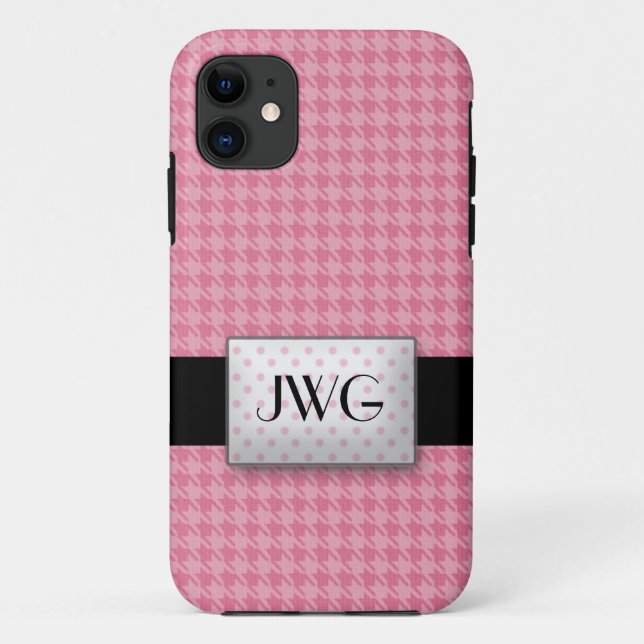 Pink Houndstooth Monogram iPhone 5 Coque (Dos)
