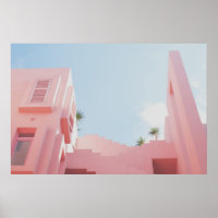 Pink House and Palm Trees Foto