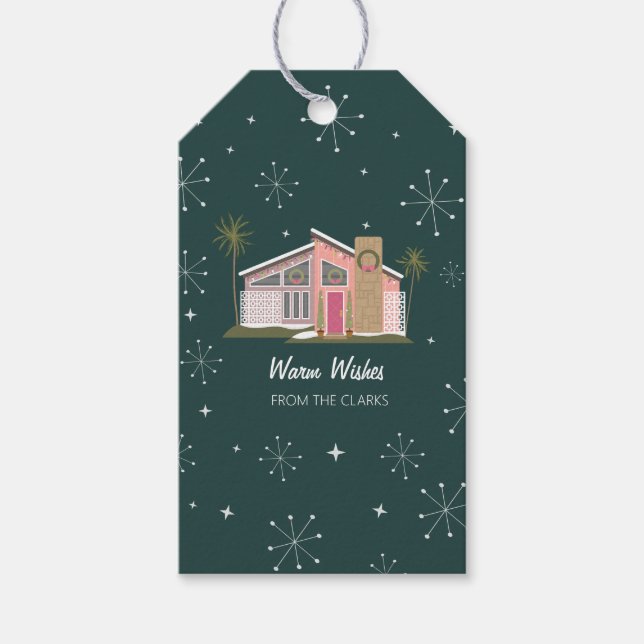 Pink House Palm Springs Weihnachten Geschenkanhänger (Vorderseite)