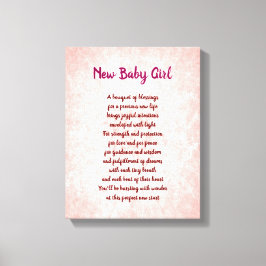 Pink hübsches neues Baby Girl Gedicht Leinwanddruck