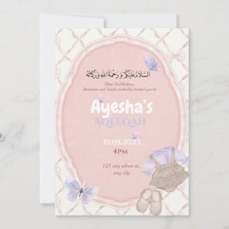Pink Hues Baby Girl Aqeeqah Einladung