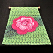 Pink Hues Blume Grüne Linke Kunsthandwerk Crochet 