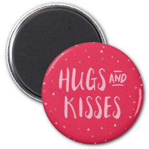 Pink Hugs und Kisses   Herz   Valentinstag Magnet