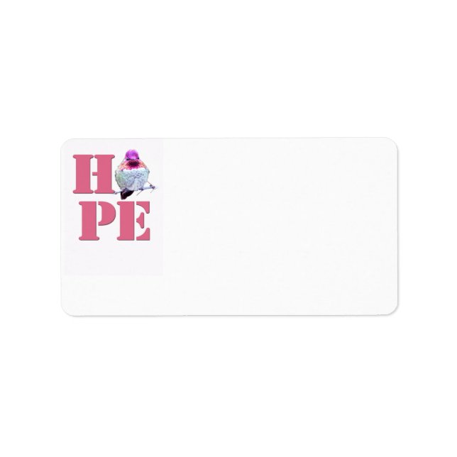 Pink Hummingbird HOPE-Adressetiketten Adressaufkleber (Vorne)