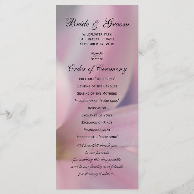 Pink Hyacinth Blume Hochzeitsprogramm Programm (Vorderseite)