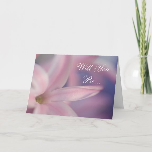 Pink Hyacinth Blume werden Sie meine Bridesmaid se Einladung (Vorderseite)