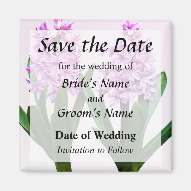 Pink Hyacinth Duo Save the Date Magnet (Vorne)
