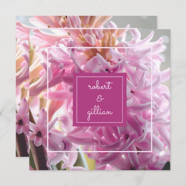 Pink Hyacinth Wedding Einladung (Vorne/Hinten)