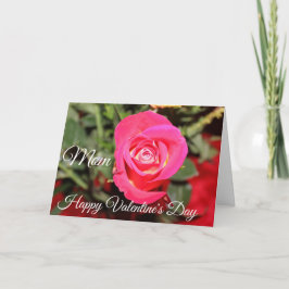 PINK HYBRID ROSE GLÜCKLICH VALENTINES DAY MAMA KARTE
