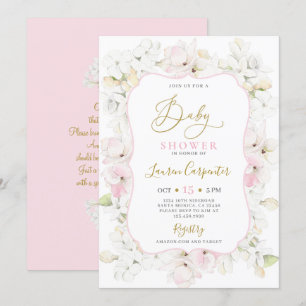 Pink Hydrangea Baby Shower Girl Einladung