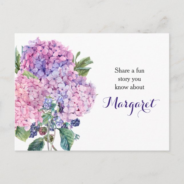 Pink-Hydrangea-BlackBerry-Speicherkarte Postkarte (Vorderseite)